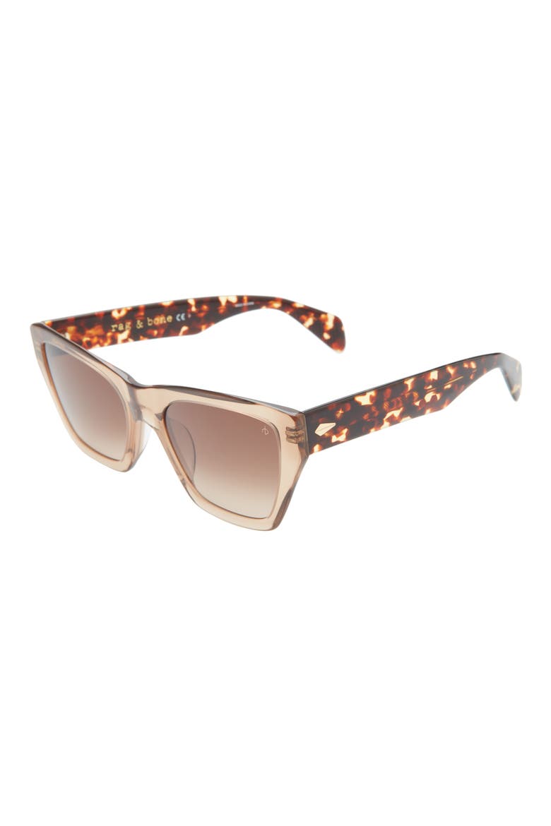 54mm Gradient Rectangle Sunglasses, Alternate, color, BEIGE HAVANA/ BROWN GRADIENT