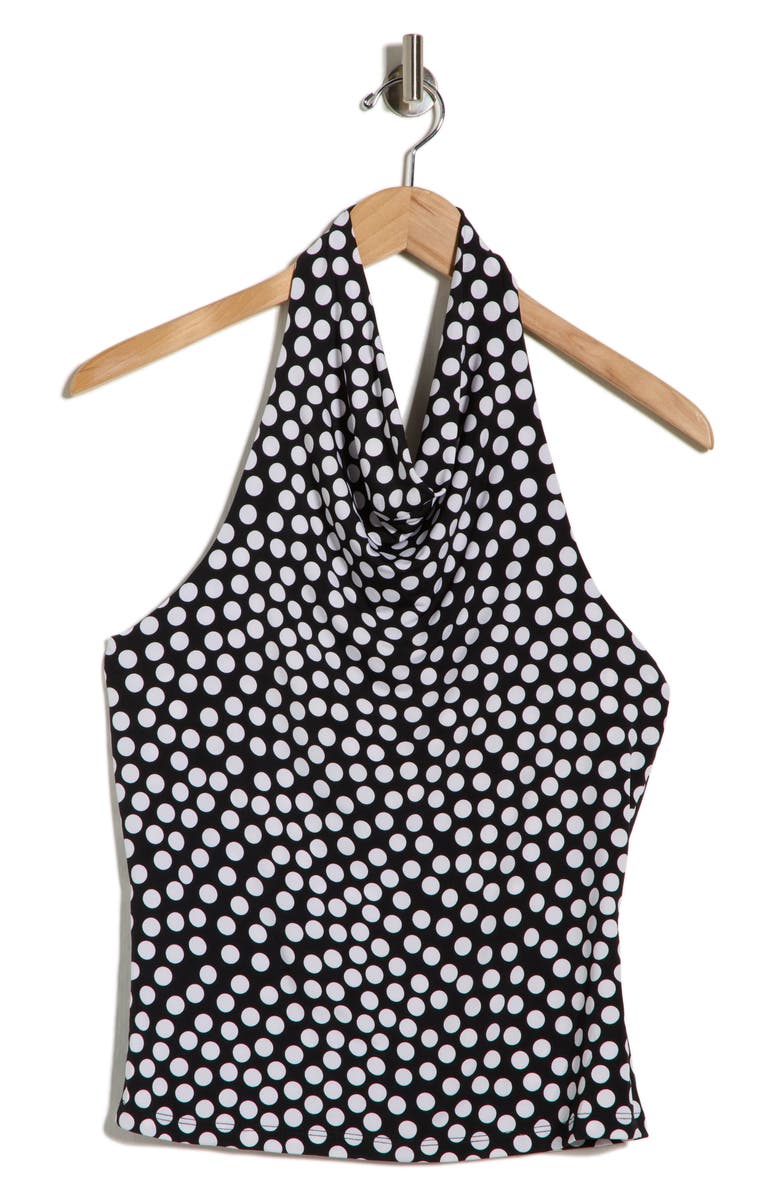 Renee C Polka Dot Knit Halter Top, Alternate, color, Black/ White