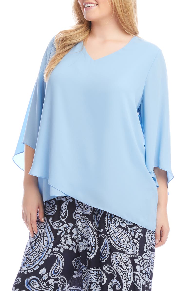 Karen Kane Asymmetric Hem Crepe Top, Alternate, color, 