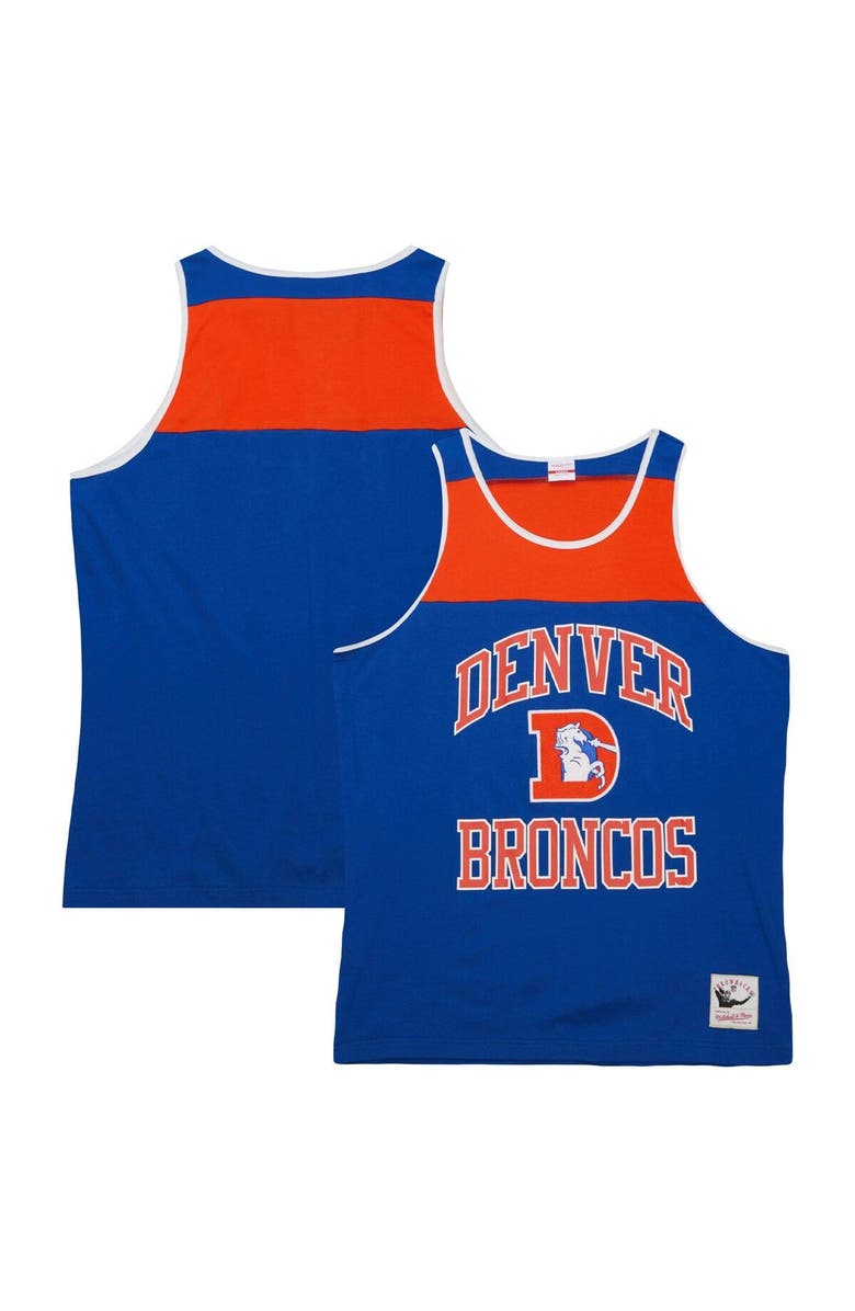 Mitchell & Ness Men's Mitchell & Ness Royal/Orange Denver Broncos Gridiron Classics Heritage Colorblock Tank Top, Main, color, Royal
