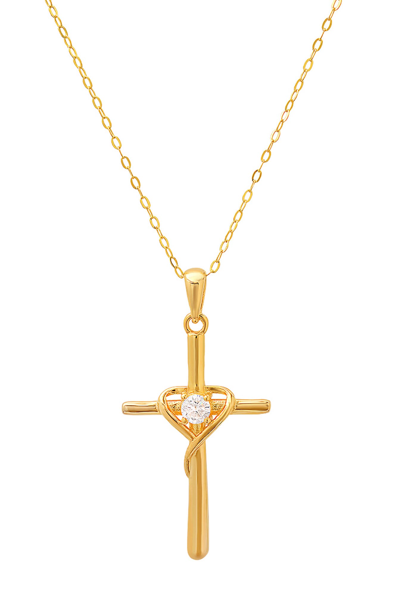 Queen Jewels Sterling Silver CZ Cross Pendant Necklace