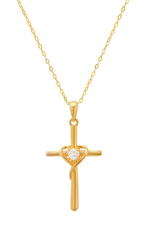 Sterling Silver CZ Cross Pendant Necklace