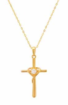 Queen Jewels Sterling Silver CZ Cross Pendant Necklace