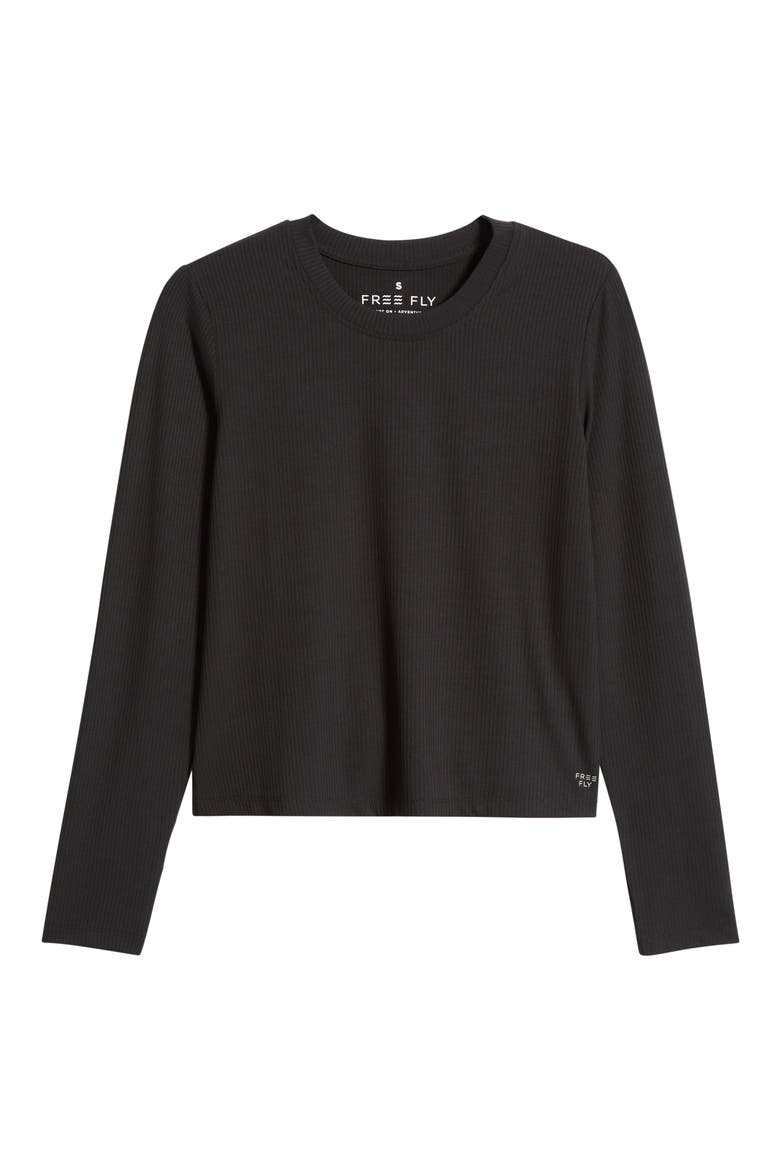 Long Sleeve Rib T-Shirt, Alternate, color, BLACK