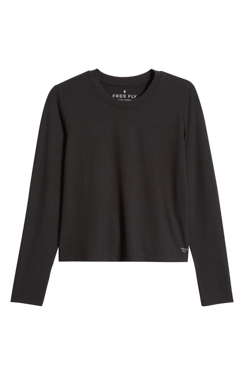 Free Fly Long Sleeve Rib T-Shirt, Alternate, color, Black