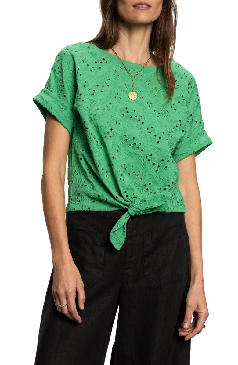 Sanctuary All Day Eyelet Embroidery T-Shirt, Main, color, Palm