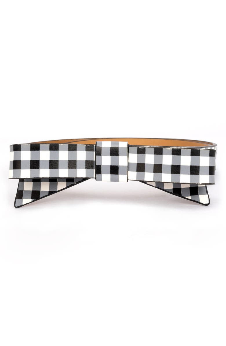 Kate Spade New York gingham bow belt, Main, color, Black