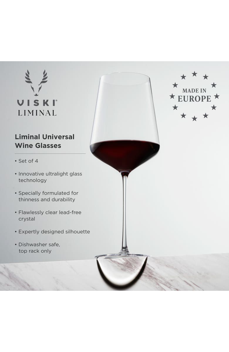 Viski Reserve Liminal Universal Wine Glasses Set of 4, Alternate, color, Clear