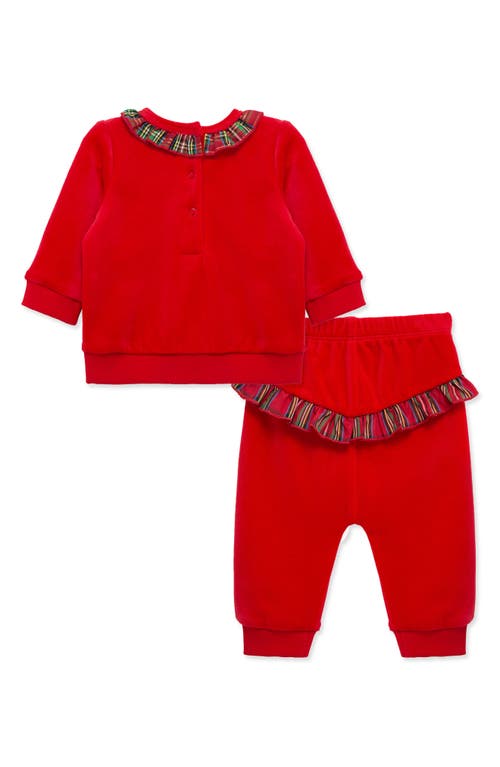 Little Me First Christmas Plaid Tree Top & Joggers Set In Red