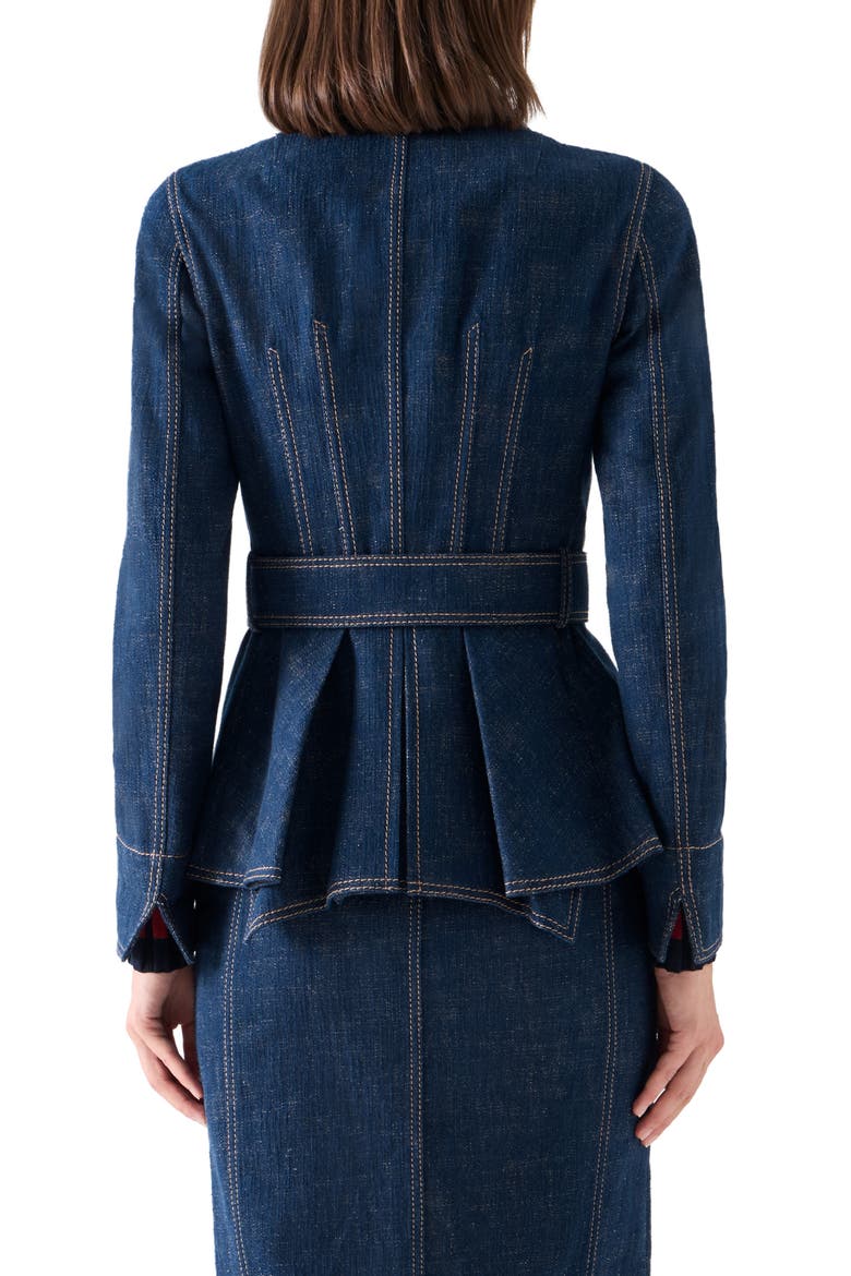 Winter Denim Peplum Jacket, Alternate, color, NAVY