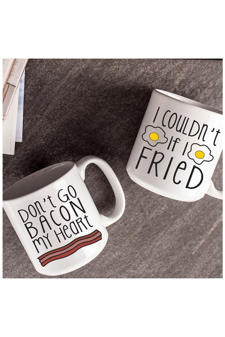 'Bacon & Eggs' Ceramic Coffee Mugs, Alternate, color, WHITE