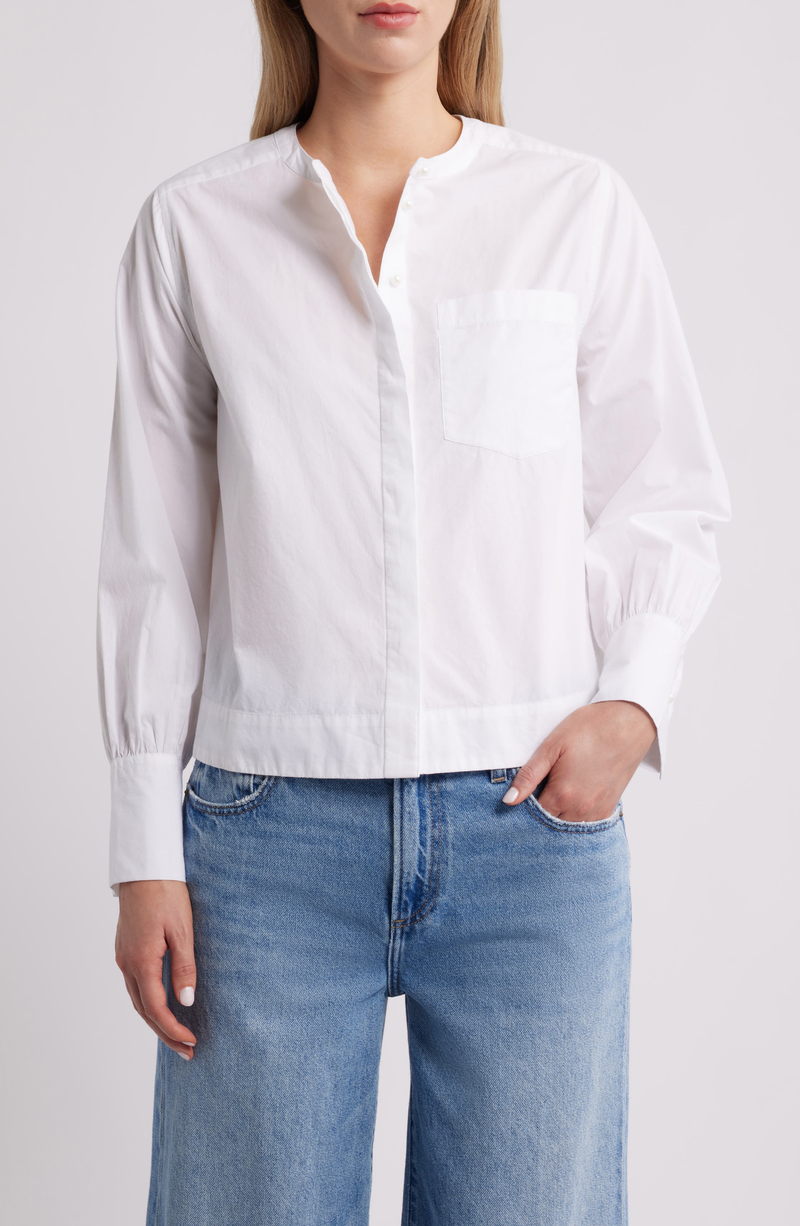 Paper Long Sleeve Cotton Poplin Button-Up Shirt