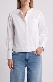 Caslon® Paper Long Sleeve Cotton Poplin Button-Up Shirt