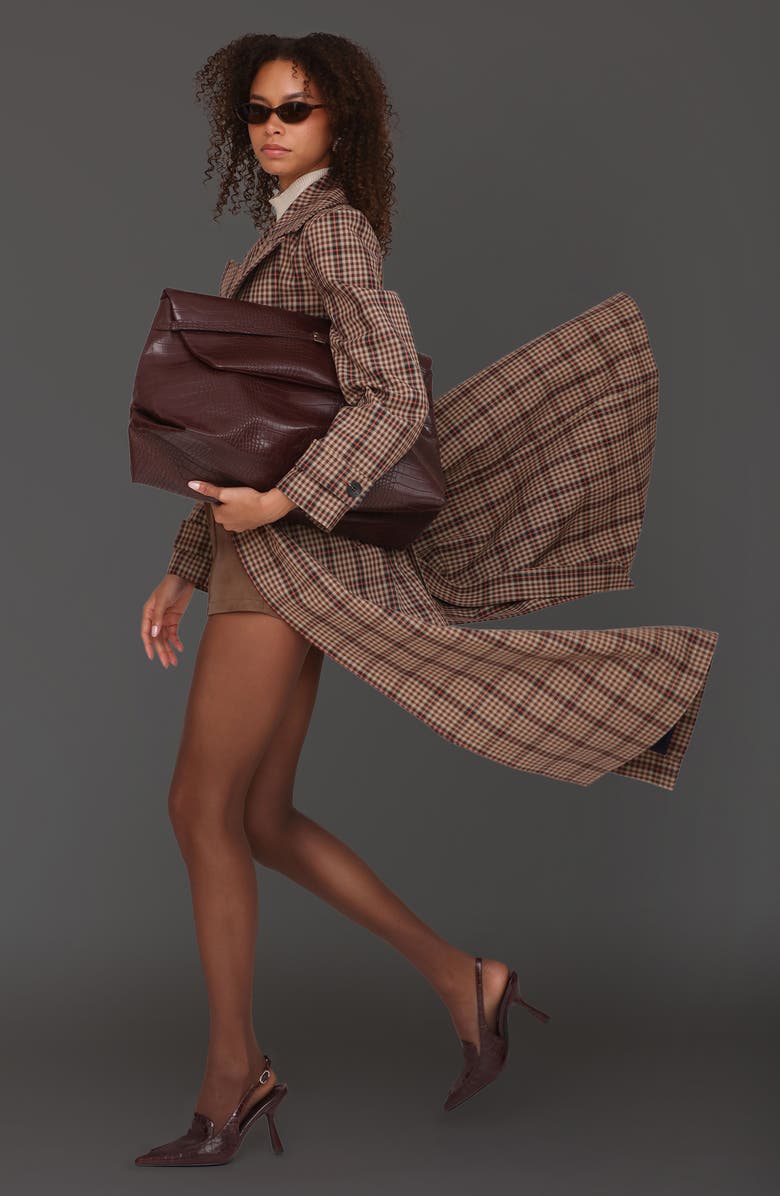 Avec Les Filles Plaid Trench Coat, Alternate, color, Brown- Orange Plaid