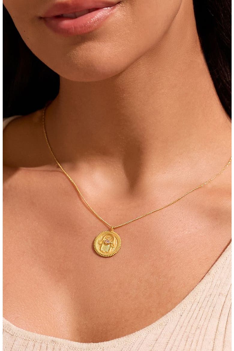 Cradled in Positivity Hamsa Necklace, Alternate, color, Gold