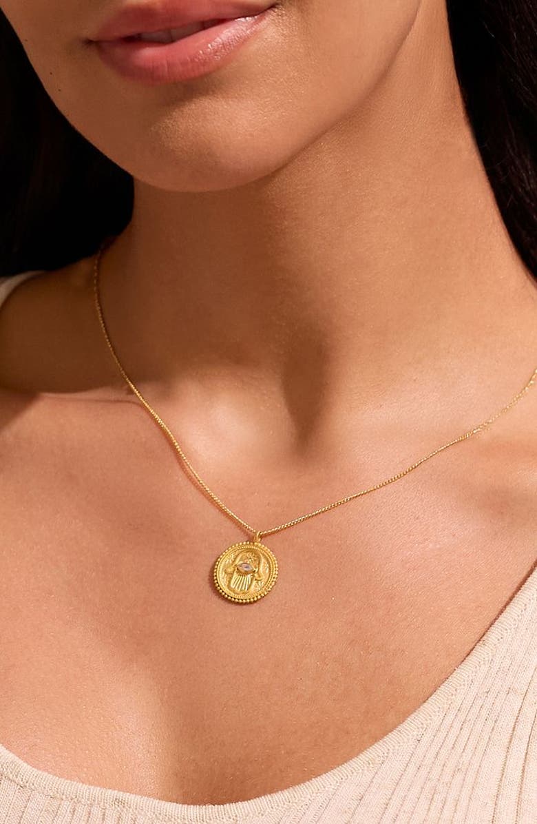 Satya Jewelry Cradled in Positivity Hamsa Necklace, Alternate, color, 