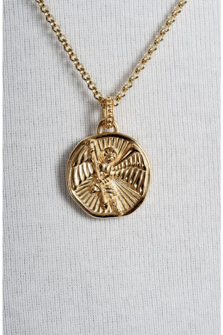 Men's St. Michael Talisman Necklace, Alternate, color, Yellow Gold Vermeil
