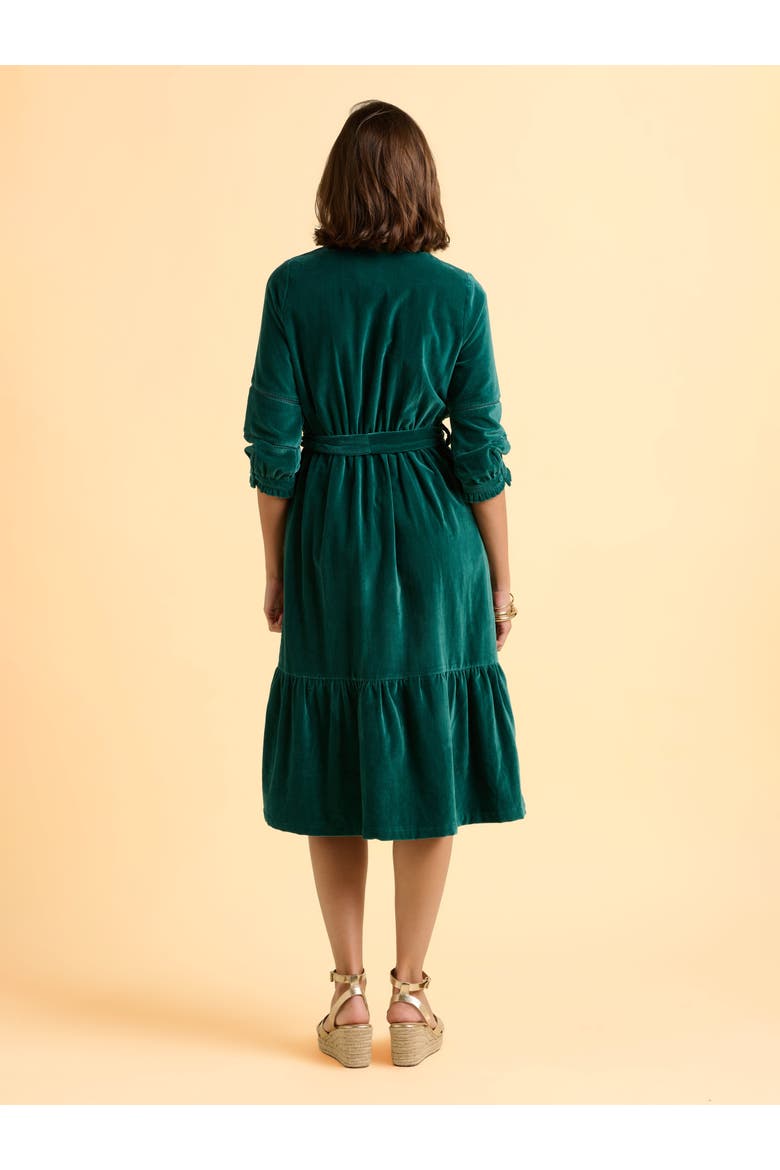 Starry 3/4 Sleeve High Neck Midi Dress, Alternate, color, Turquoise