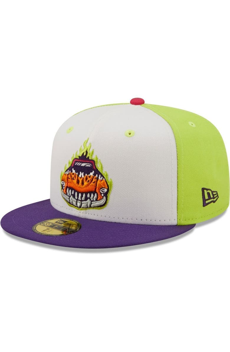 New Era Men's New Era White/Purple Bólidos de Bowling Green Copa De La Diversion 59FIFTY Fitted Hat, Alternate, color, White