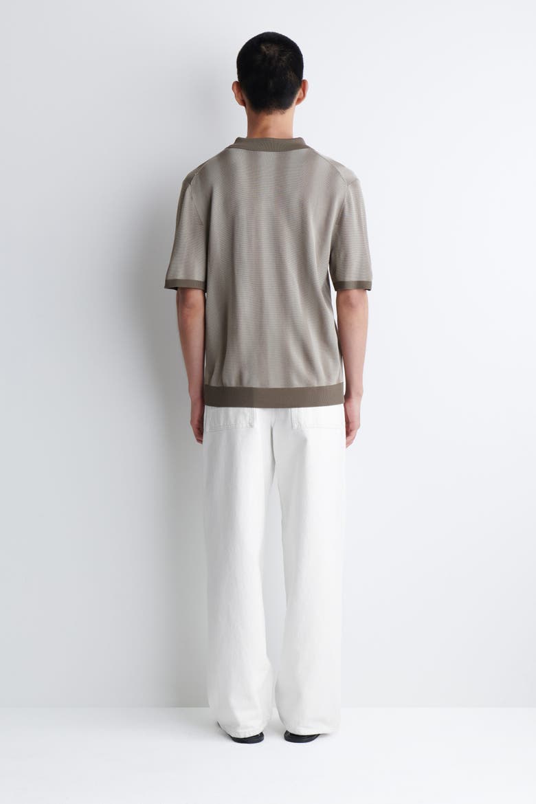 Diffused-Stripe Knit Polo Shirt, Alternate, color, MOLE / STRIPED