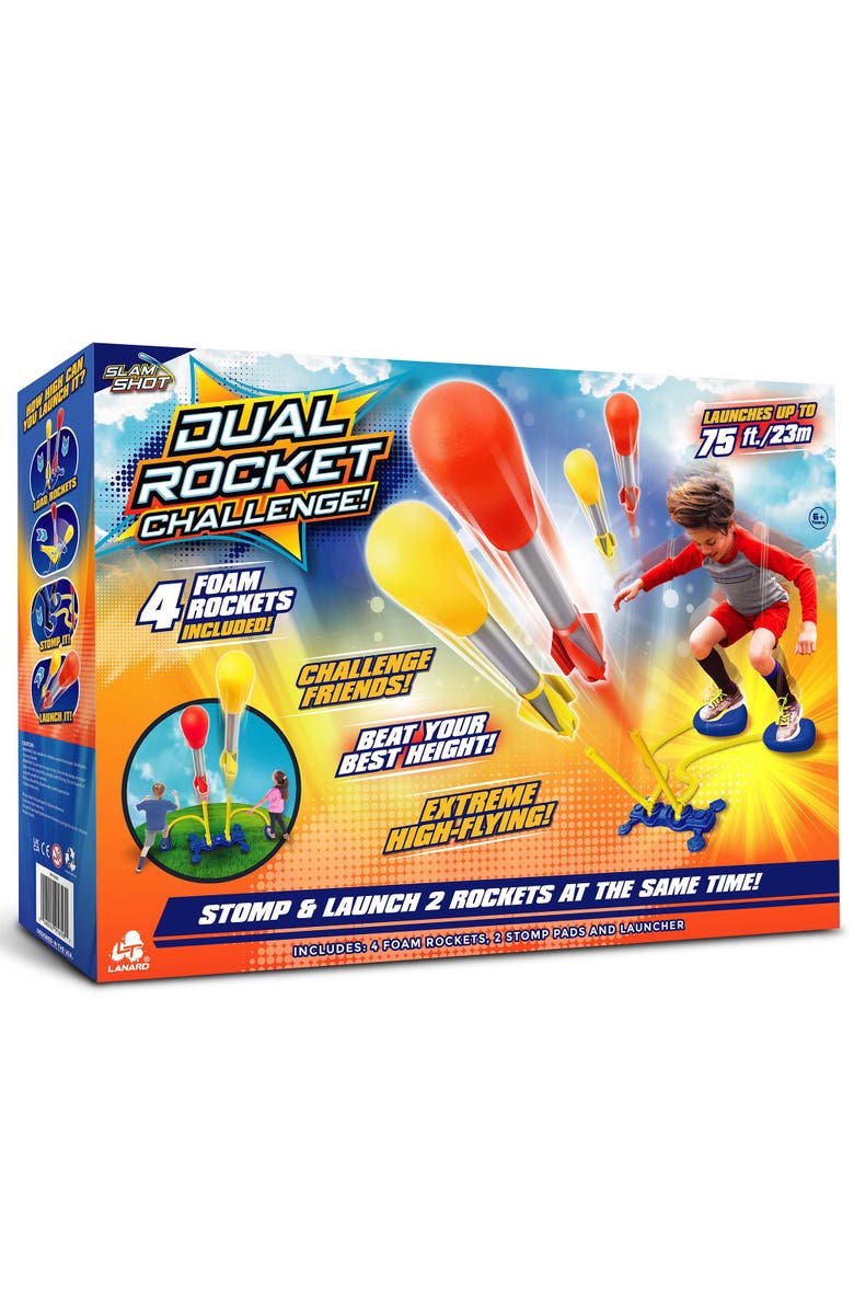 Lanard Slam Shot Dual Challenge Air Powered Rocket with 4 Foam Rockets, Alternate, color, Multicolored