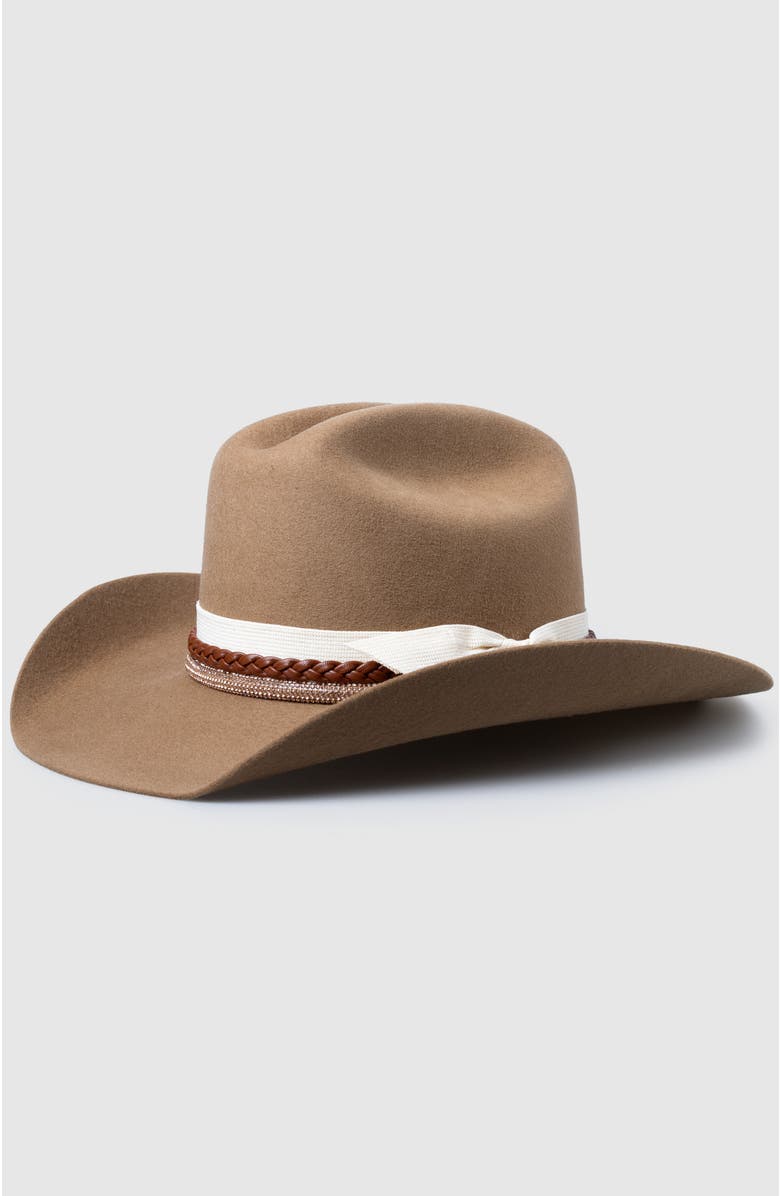 Manela Canyon Belle Wool Western Cowboy Hat, Main, color, Khaki