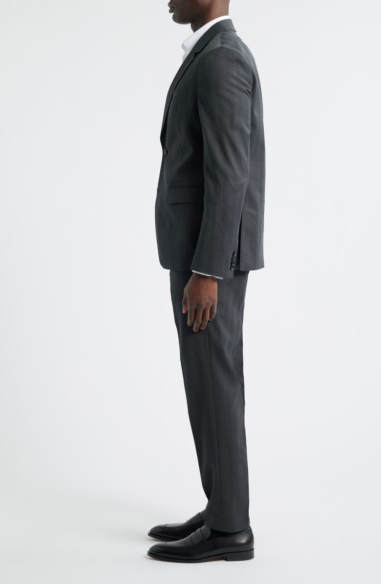 BOSS Houston Slim Fit Charcoal Grey Wool Blend Herringbone Suit, Alternate, color, Medium Grey