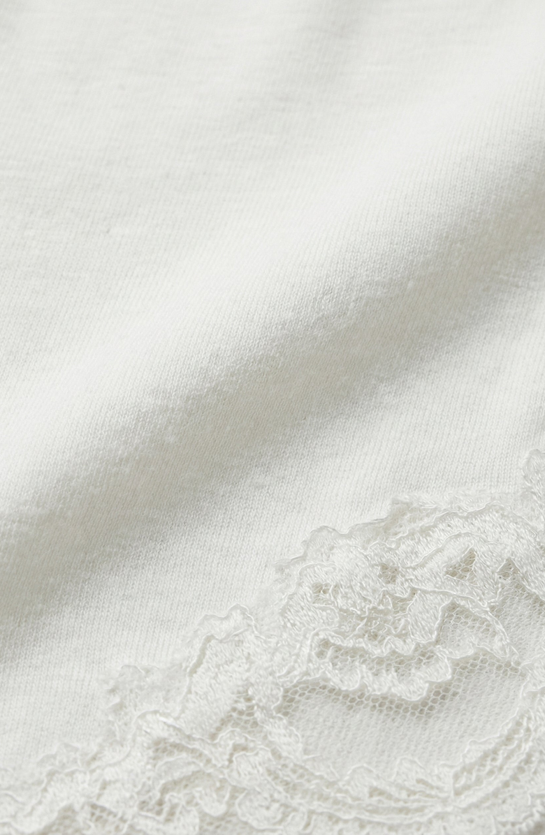 Modenaire Long Sleeve Lace Trim Henley Top, Alternate, color, White