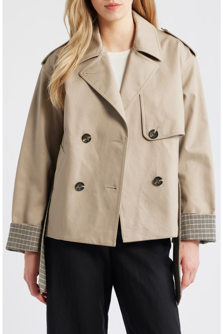Bonnie Crop Trench Coat, Alternate, color, KHAKI