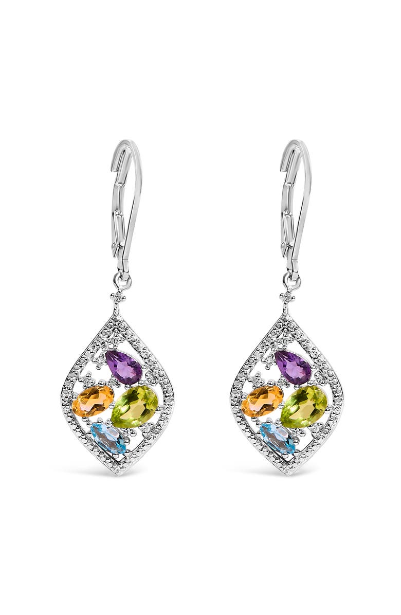 Haus of Brilliance Sterling Silver Diamond Accent Multi Stone Rhombus Drop Earrings, Main, color, Silver