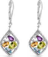 Haus of Brilliance Sterling Silver Diamond Accent Multi Stone Rhombus Drop Earrings