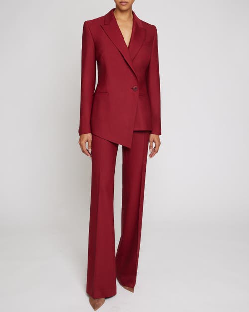 Shop Santorelli Mara Tailored Single Button Asymmetrical Blazer In Carmine Red