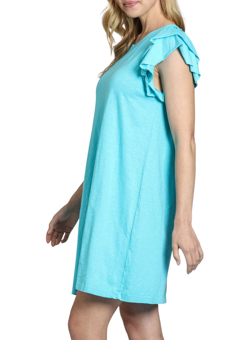 Double Ruffle Sleeve Cotton Minidress, Alternate, color, CAPRI