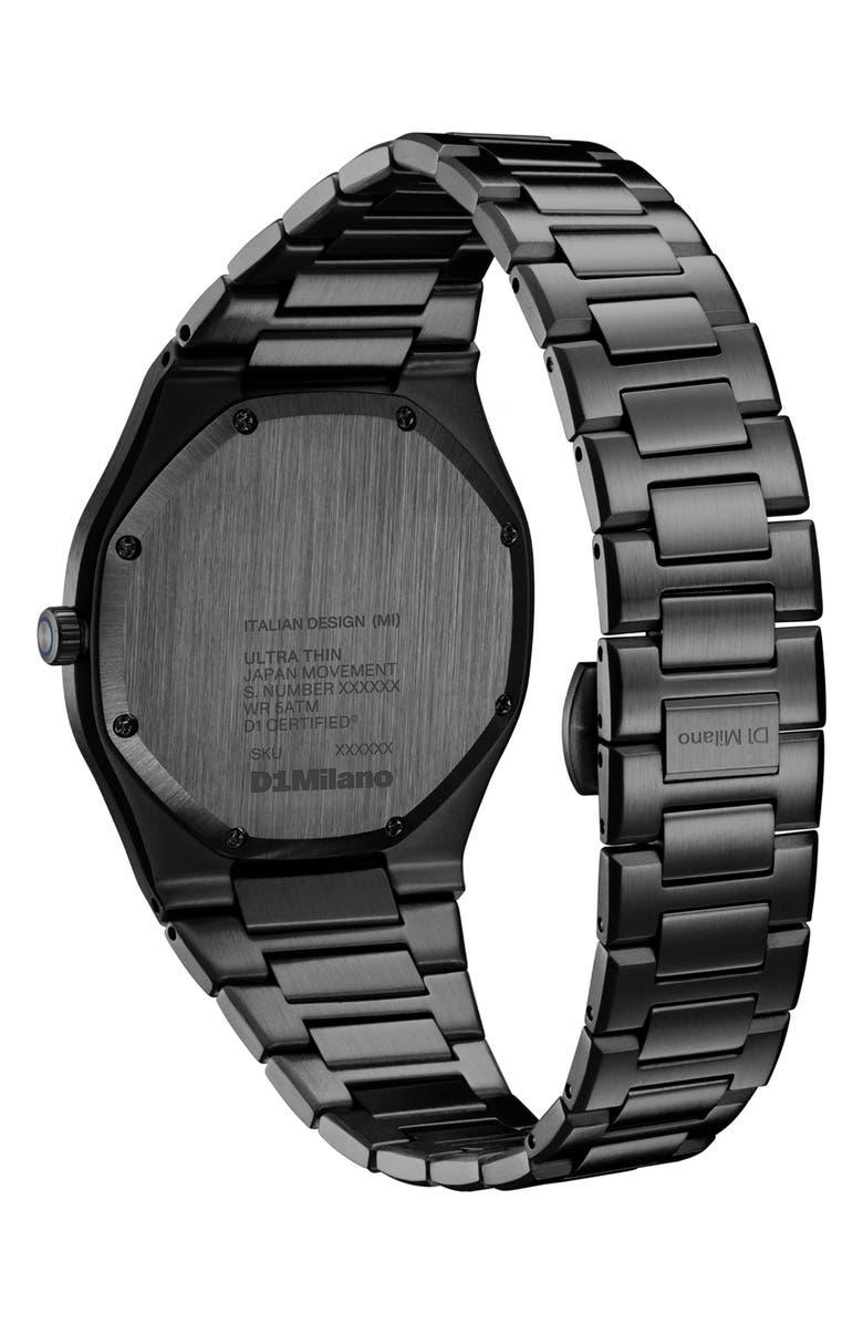 D1 Milano Dark Illusion Ultra Thin Bracelet Watch, 39mm, Alternate, color, Gun Metal