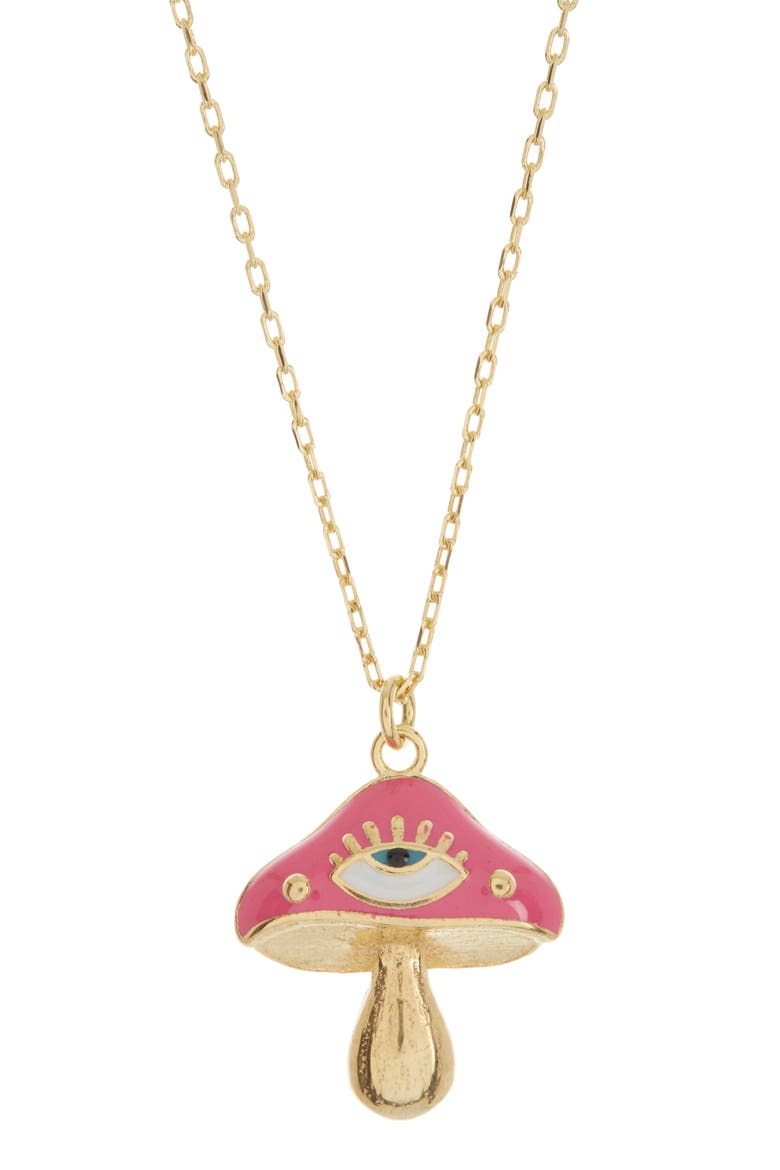 Lucky Magic Mushroom Pendant Necklace, Main, color, GOLD