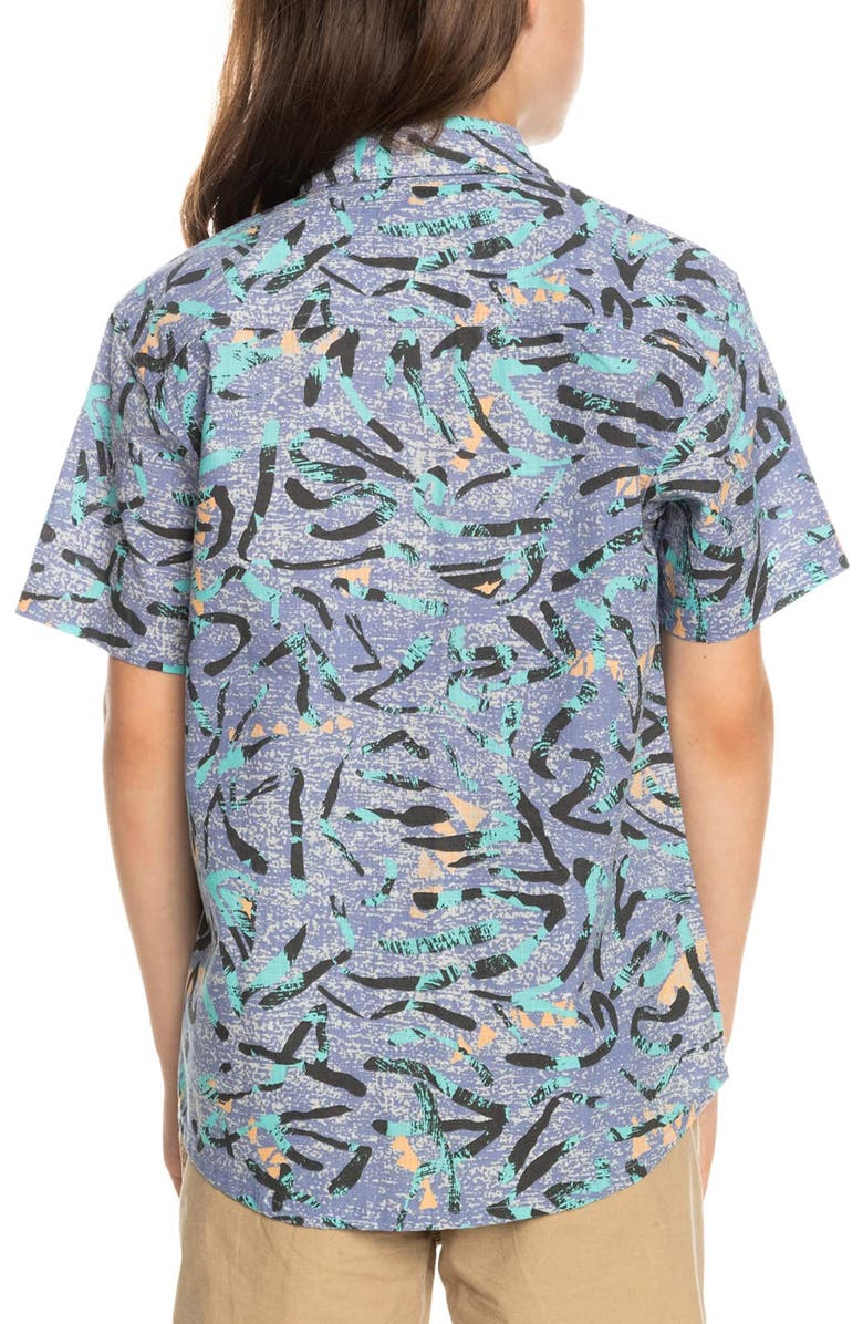 Quiksilver Kids' Strange Daze Short Sleeve Organic Cotton Button-Up Shirt, Alternate, color, 