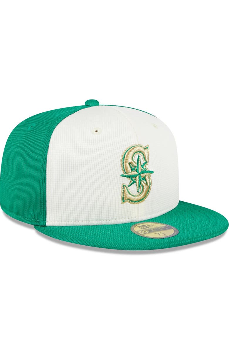 New Era Men's New Era White/Green Seattle Mariners 2024 St. Patrick's Day 59FIFTY Fitted Hat, Alternate, color, 