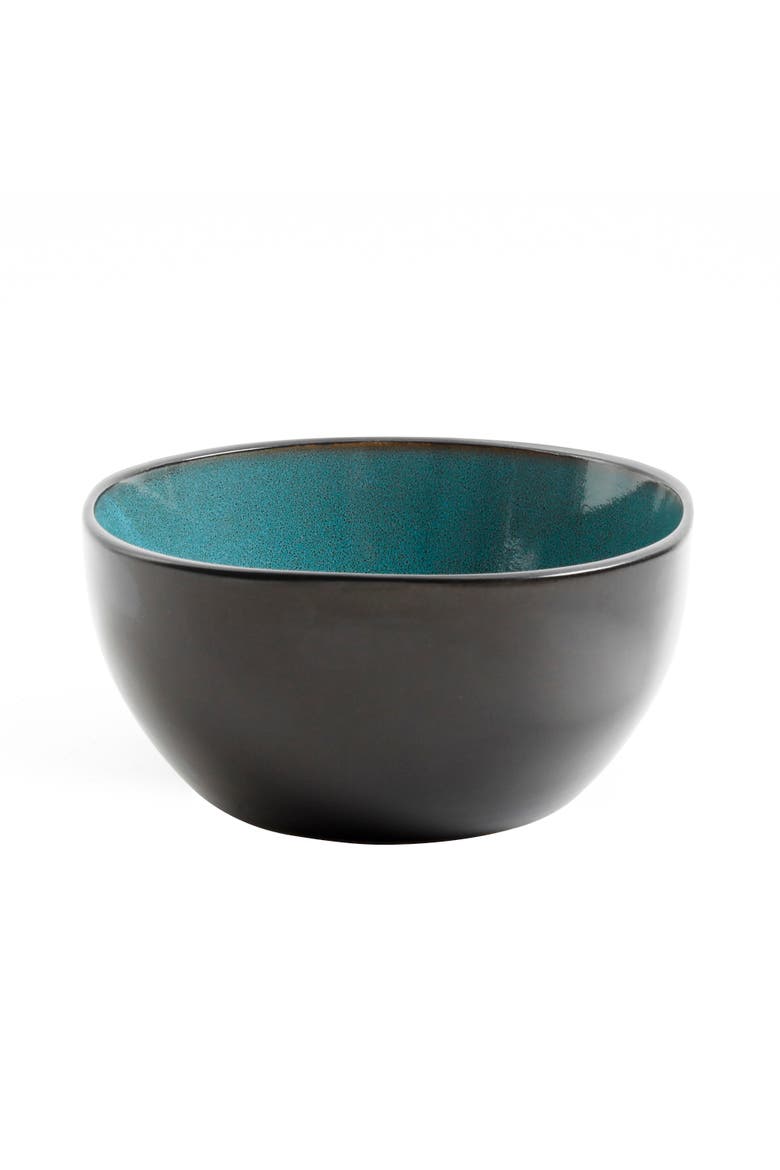 Soho Lounge Square Stoneware Dinnerware Set, Alternate, color, Teal/Black