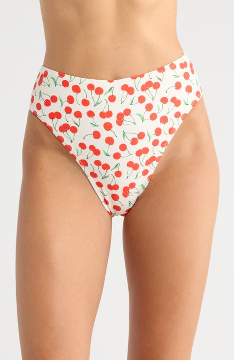 Good Waist Cherry Print Cheeky Bikini Bottoms (Regular & Plus)
