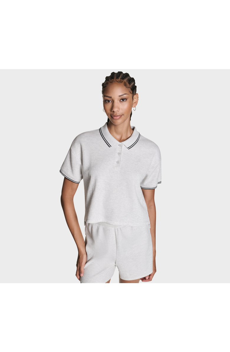 Converse Cropped Waffle Polo, Main, color, Light Grey Heather