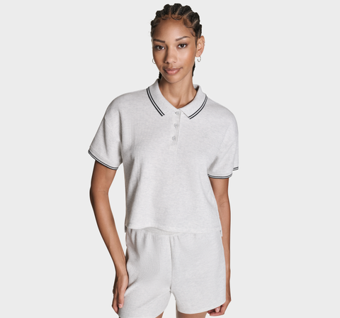Cropped Waffle Polo