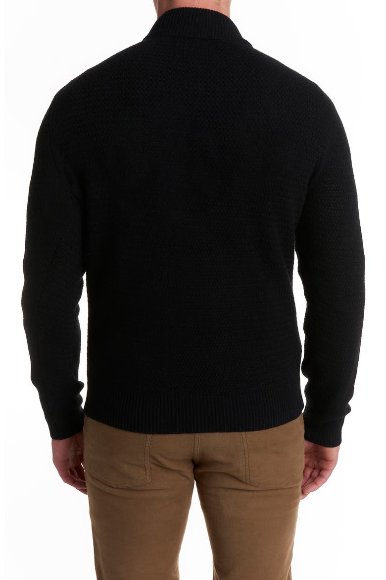 Merino Wool Half Zip Sweater, Alternate, color, BLACK