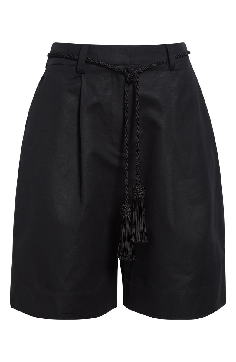 POSSE Yvette High Rise Linen Blend Shorts, Alternate, color, Black