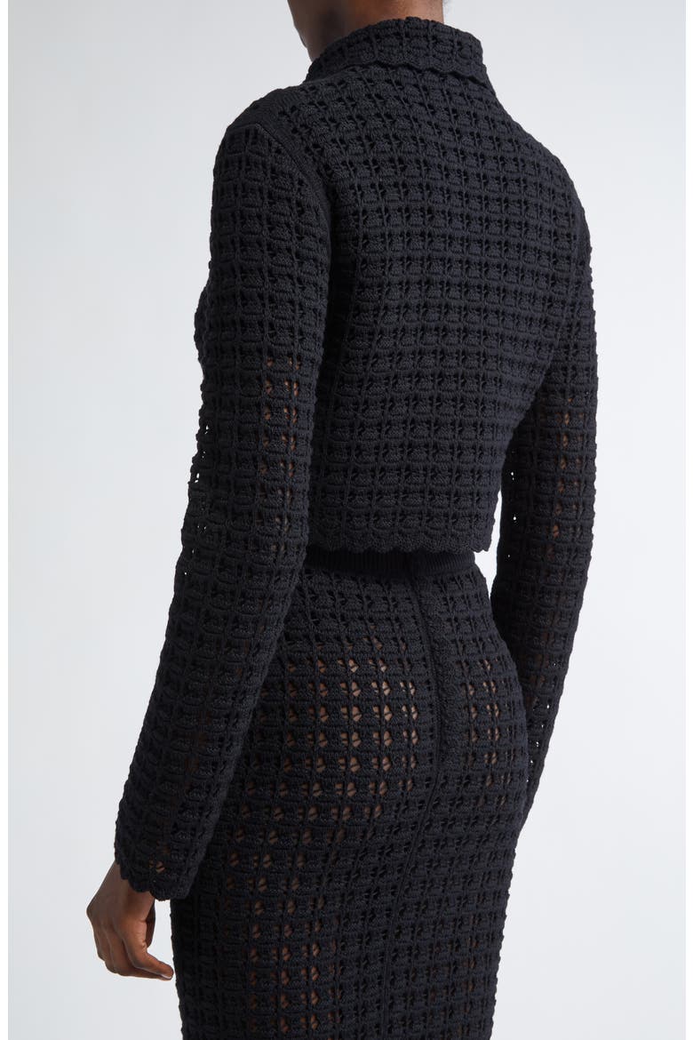 Virgin Wool Crochet Jacket, Alternate, color, N0000 NERO