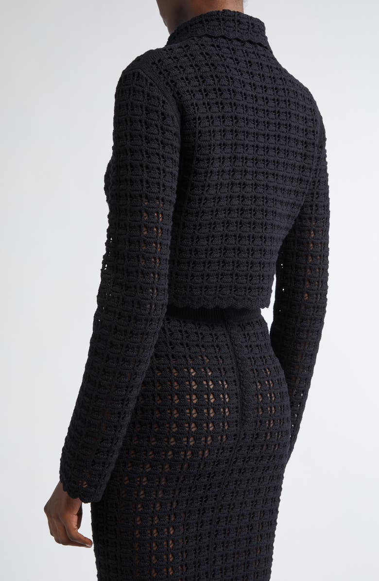 Dolce&Gabbana Virgin Wool Crochet Jacket, Alternate, color, N0000 Nero