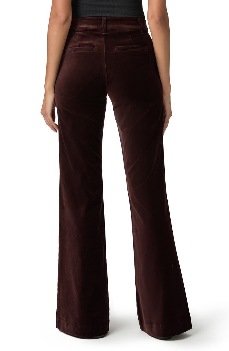 PAIGE Marlow High Waist Flare Velvet Trouser Pants, Alternate, color, Aubergine