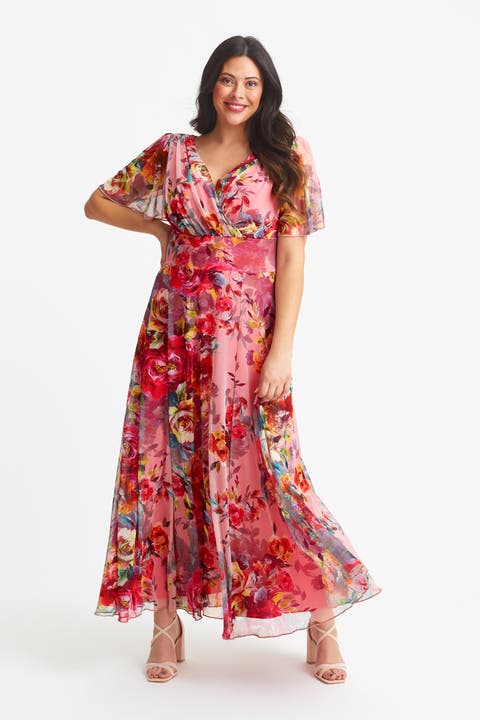 Isabelle Floral Angel Sleeve Maxi Dress
