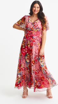 Scarlett & Jo Isabelle Printed Angel Sleeve Maxi Dress
