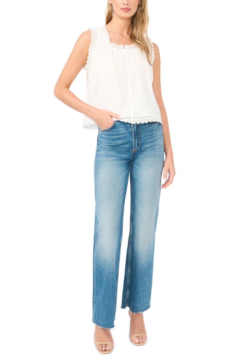 Vince Camuto Eyelet Lace Crop Tank, Alternate, color, Ultra White