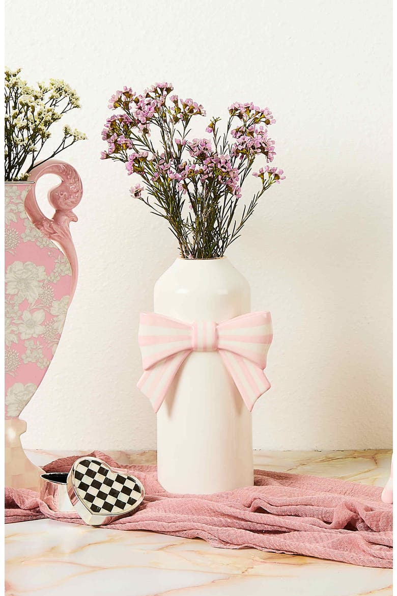 Rosy Bow Vase, Alternate, color, ROSY